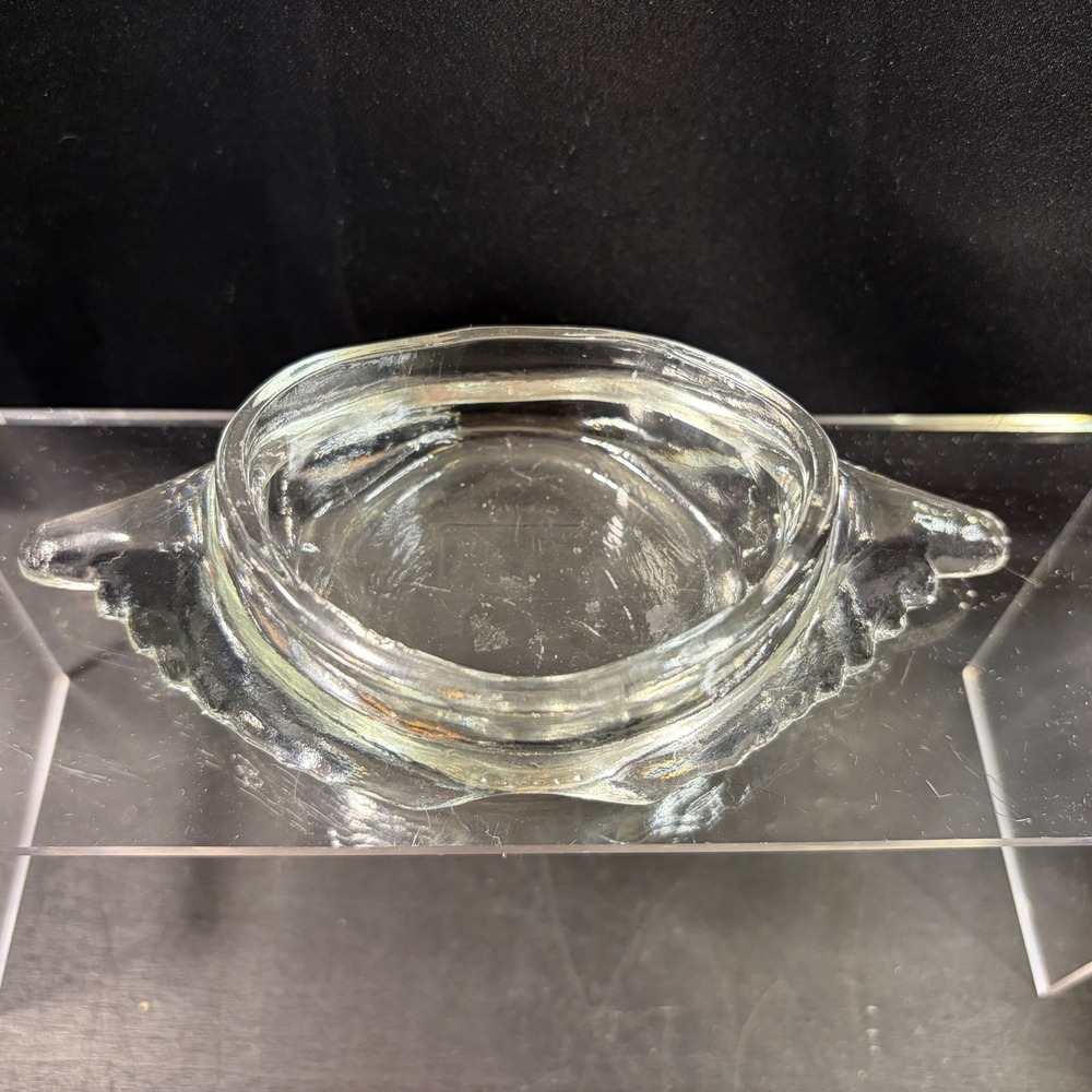 Vintage Glasbake Imperial Crab Dish Clear Glass 1940s Patent Marked Seafood Bowl